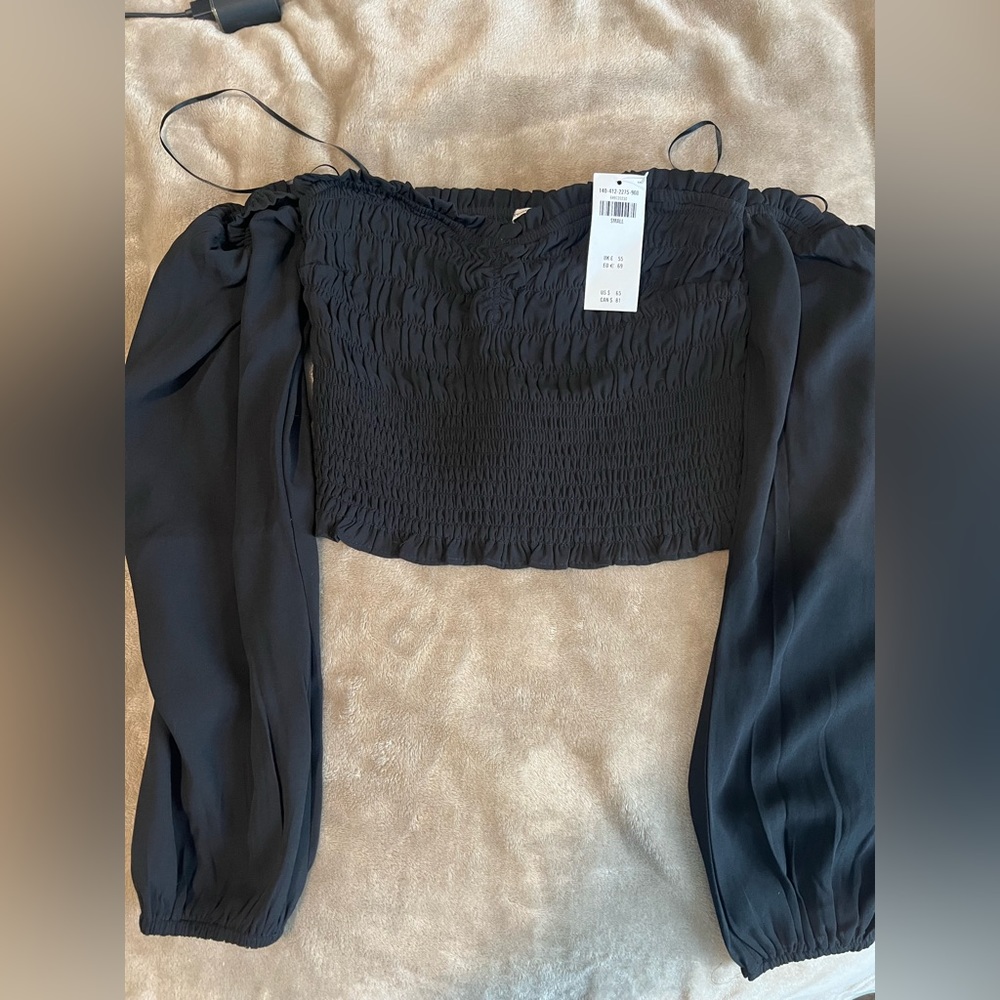 Abercrombie and Fitch off the shoulder black crop top